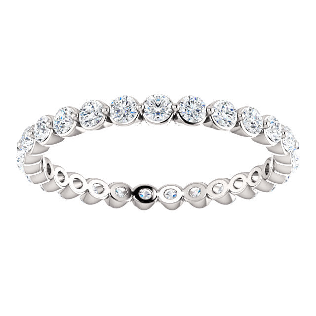 14K Gold 2 mm 3/4 Carat Natural Diamond Shared Prong Eternity Band, Ring Size 5-7