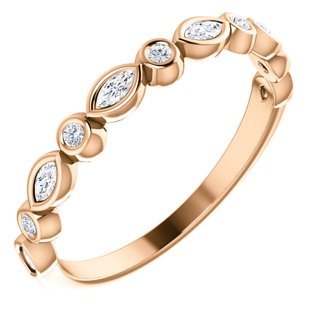 14K Gold 1/4 CTW Diamond Wedding or Stackable Ring