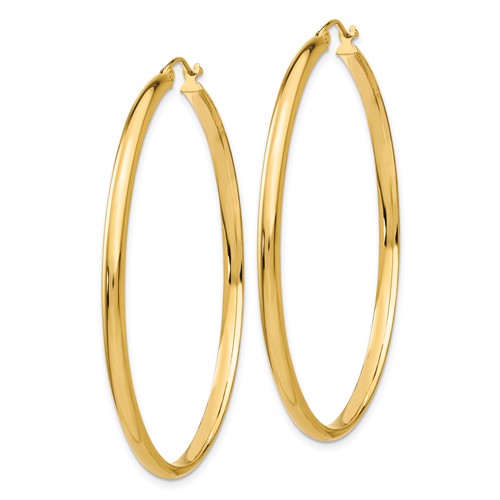14K Yellow Gold Polished Hoop Earrings, Size 2 inches