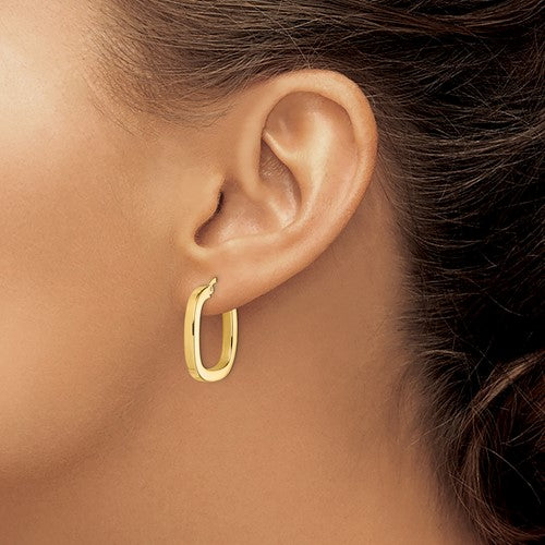 14k Yellow Gold Square Tube Hoop Earrings