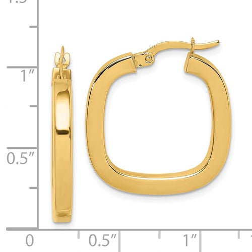 14k Yellow Gold Square Tube Hoop Earrings