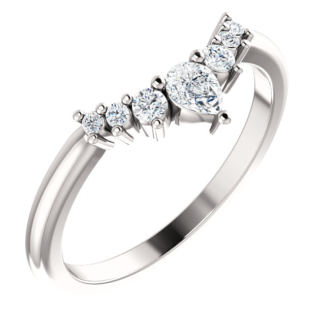 14K Gold 1/4 CTW Natural Pear Diamond Contoured Band