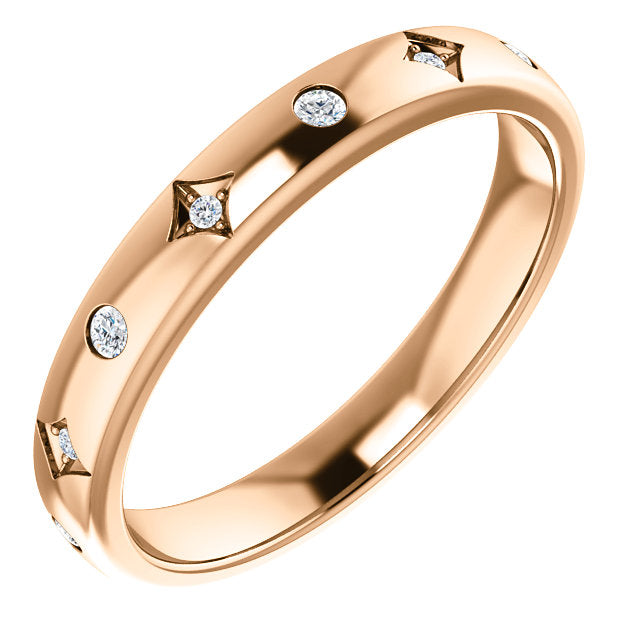 14k Gold Vintage Inspired 1/10 Natural Diamond Band