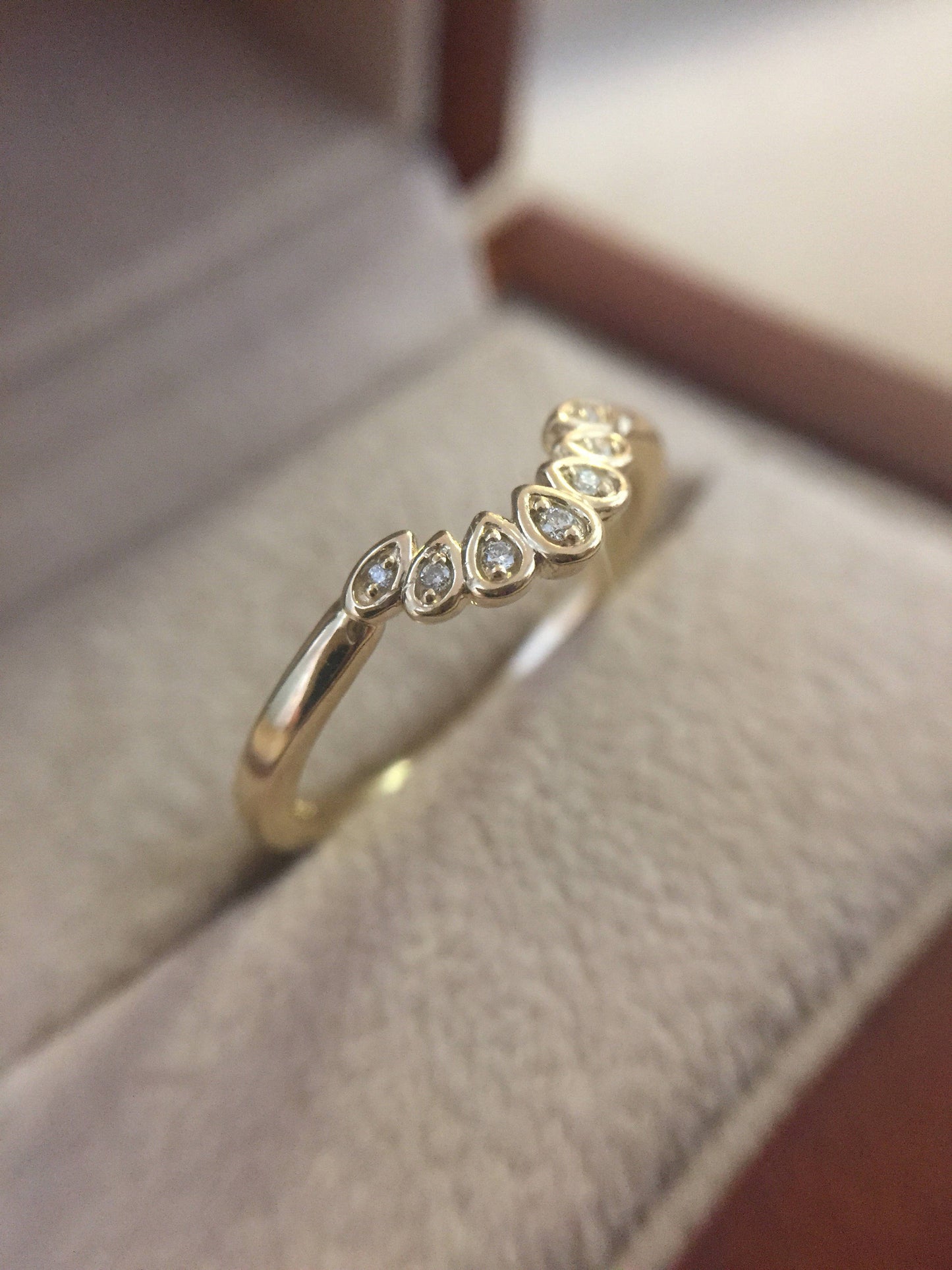 14K Gold 1/4 ct Natural Diamonds Vintage Inspired Contoured Band