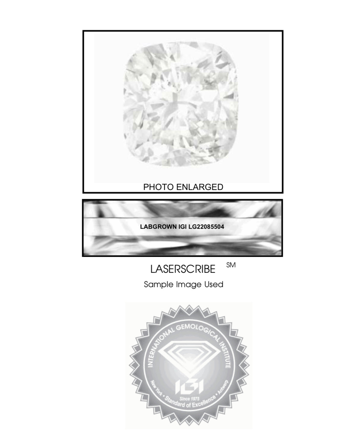 CUSHION 4.08 Carat Lab Grown Diamond , Color E , Clarity VS2 , IGI EXCELLENT