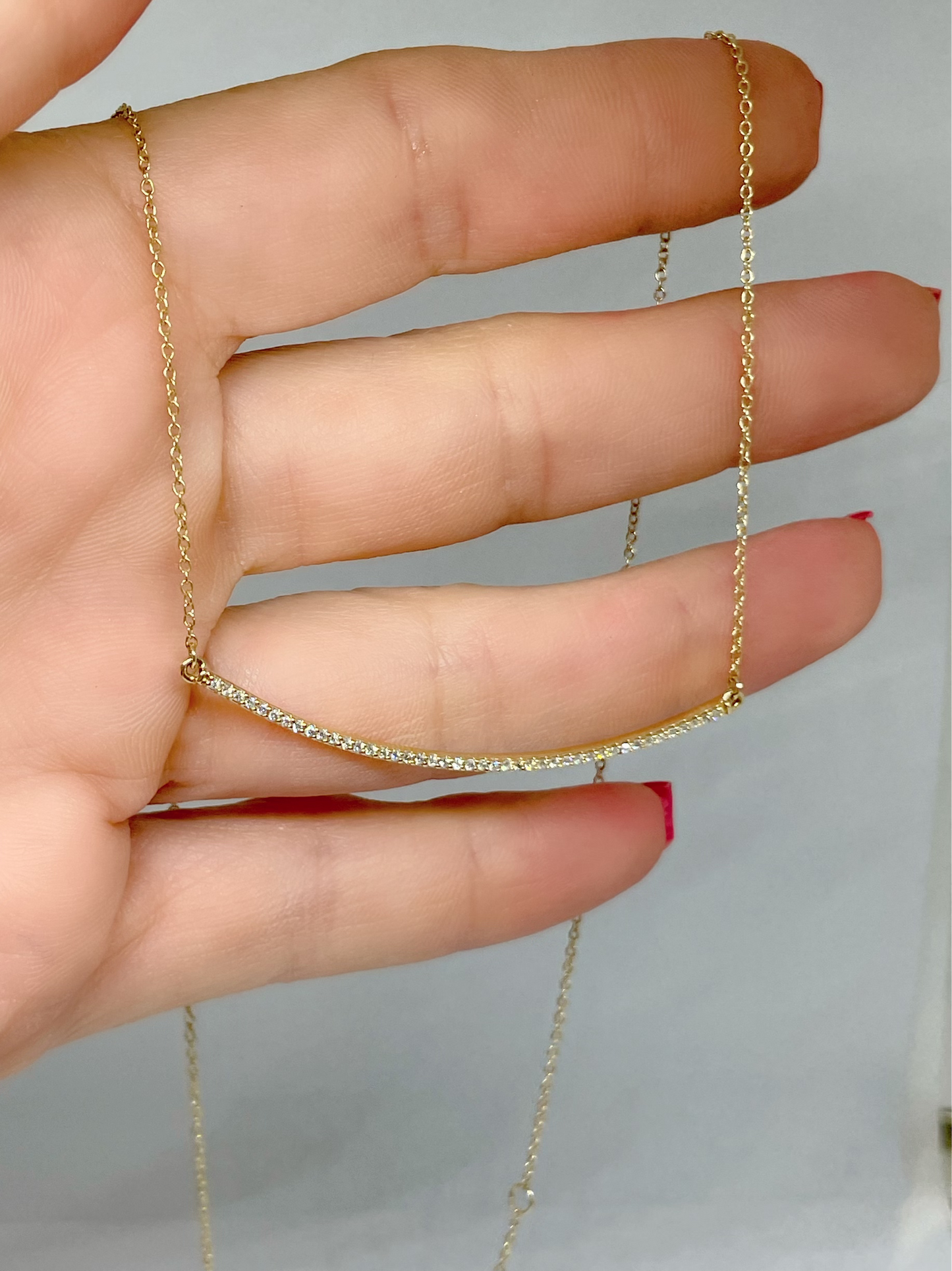 14K Yellow 1/6 CT Natural Diamond Bar Pendant, Comes with Adjustable 16-18" Necklace