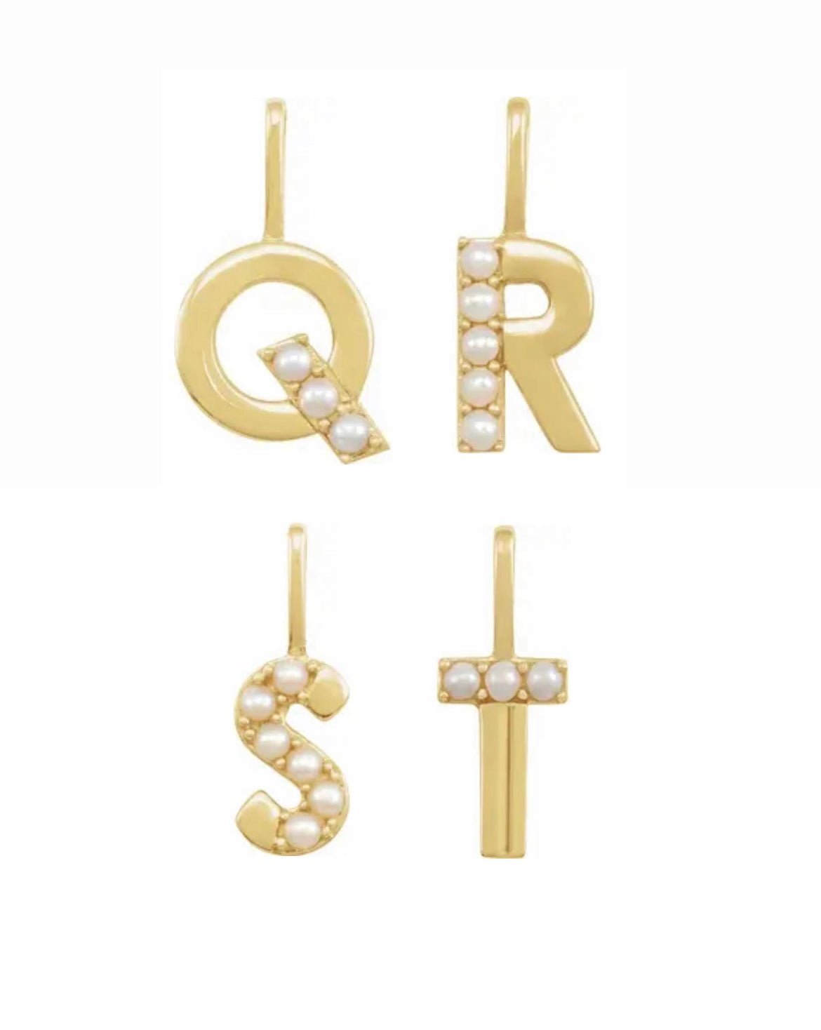 14k Gold Initial with Pearls