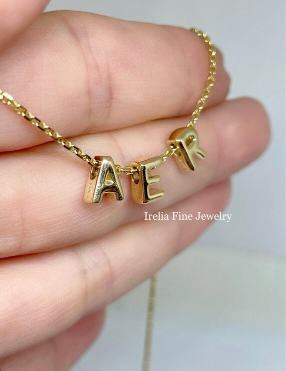 14k Yellow Gold Block Initial Pendant Slide