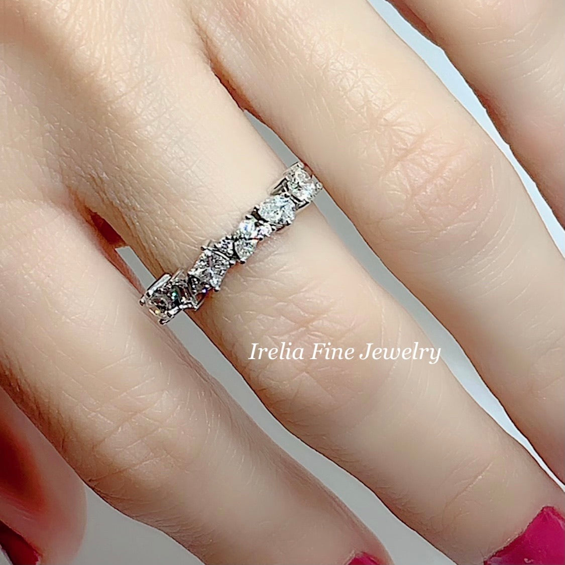 14K White 7/8 Carat Natural Diamond Band , Size 7