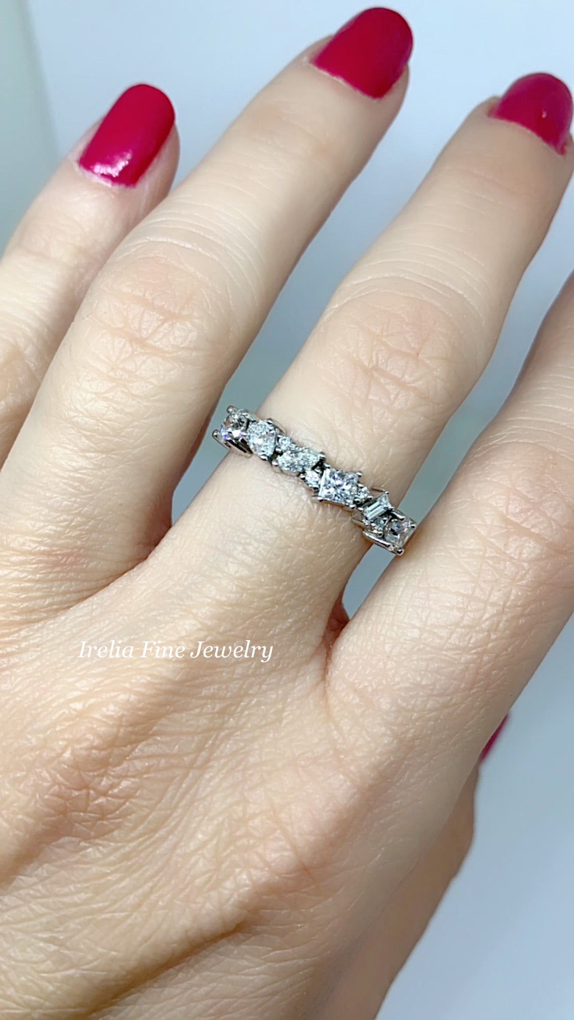 14K White 7/8 Carat Natural Diamond Band , Size 7