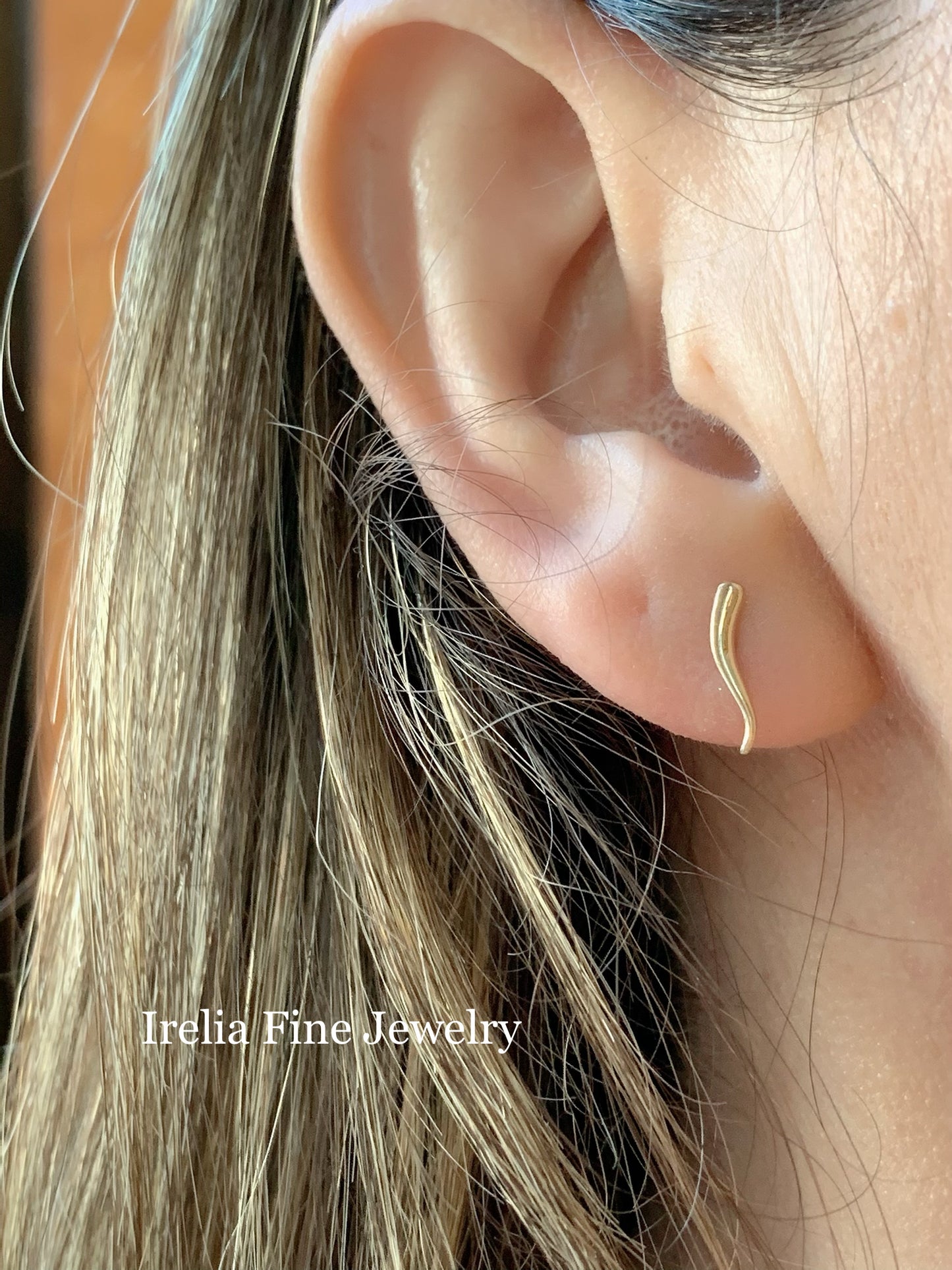 Small Gold Italian Horn earrings Studs
