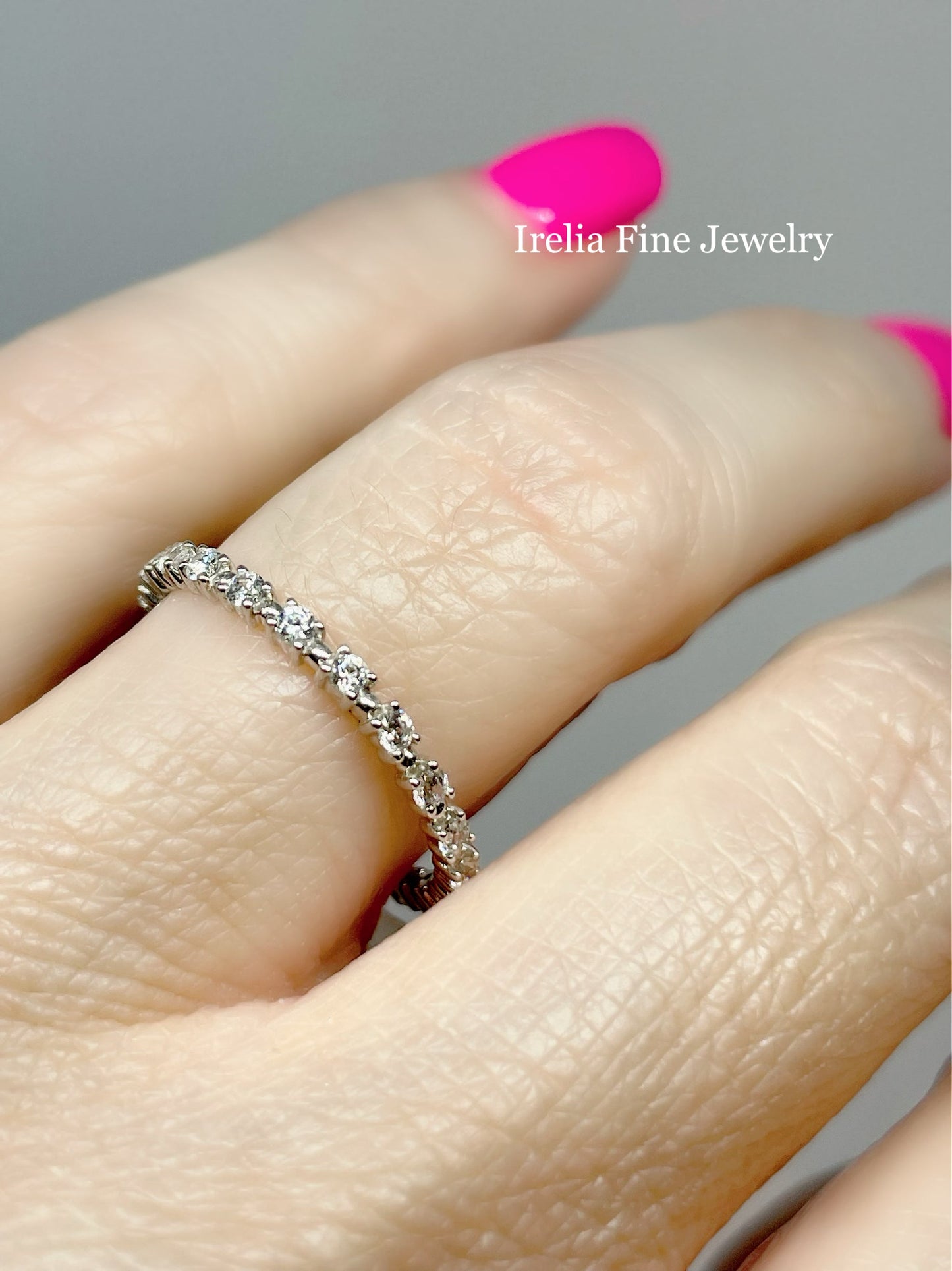 14K White 3/8 CTW Natural Diamond Eternity with Beaded design, Ring Size 7