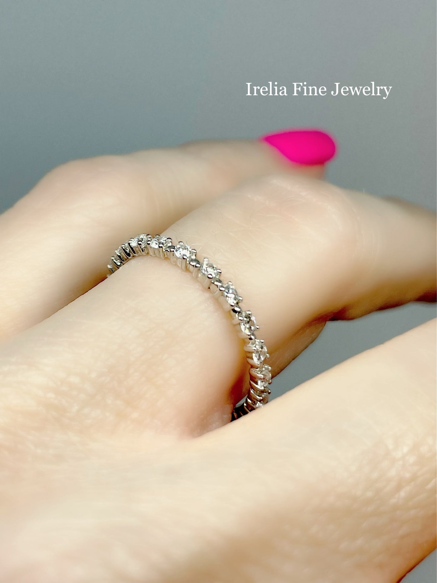 14K White 3/8 CTW Natural Diamond Eternity with Beaded design, Ring Size 7