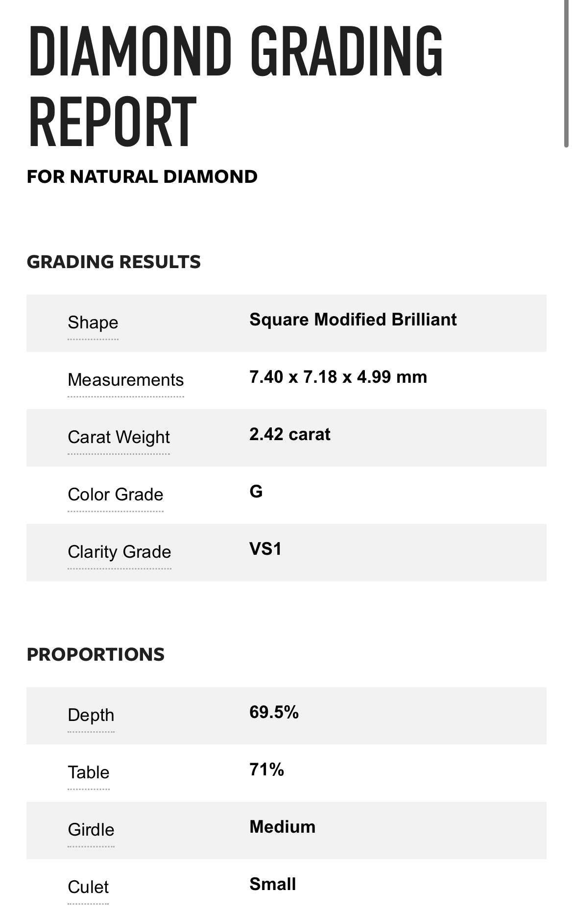 2.42 Carat Princess Cut Diamond G, VS2 , GIA Certified 13701159 //