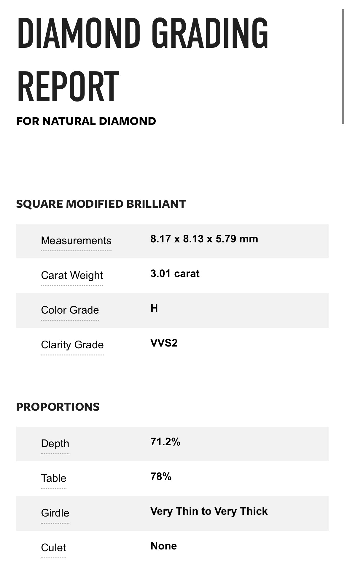 3.01 Carat Princess Cut Diamond H , VVS2 , GIA Certified 2141963422 // Available For Purchase