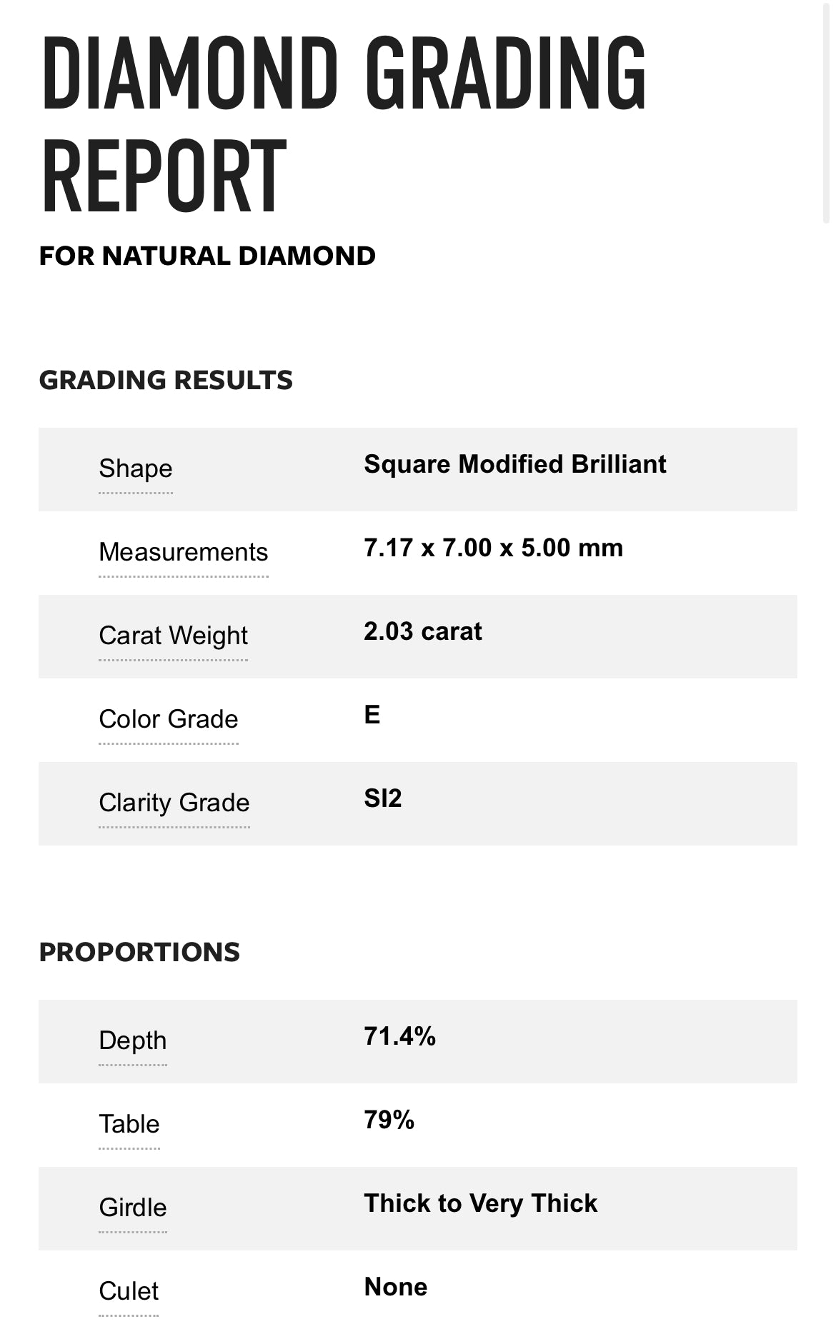 2.03 Carat Princess Cut Diamond E, SI2 , GIA Certified 13583468 //