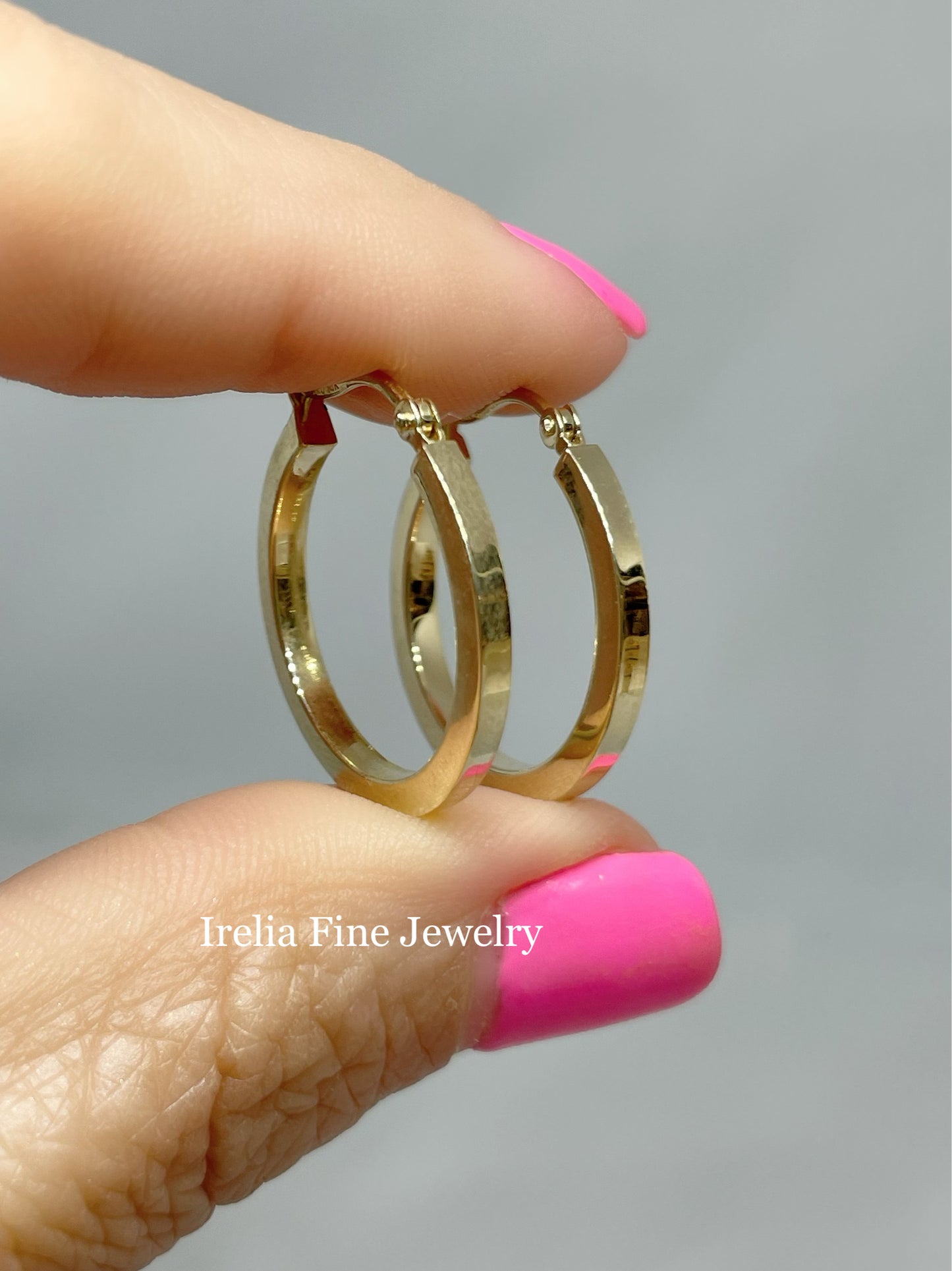 14k Gold 2 mm Flat Hoop Earrings