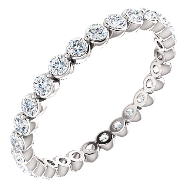 14K Gold 2 mm 3/4 Carat Natural Diamond Shared Prong Eternity Band, Ring Size 5-7