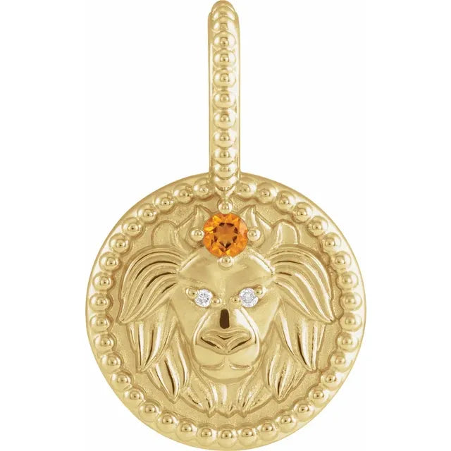 14k Yellow Gold Diamond and Gemstone Zodiac Pendants