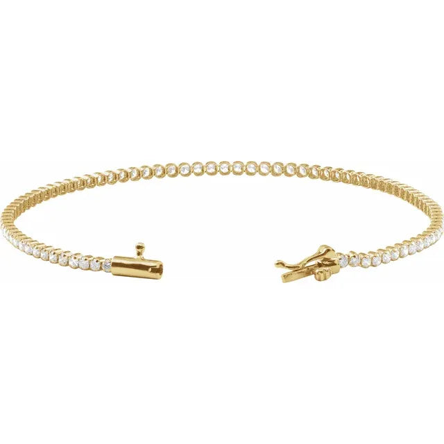 14K Yellow 1 5/8 CTW Lab Diamond Bezel Bracelet, Size 7 inches