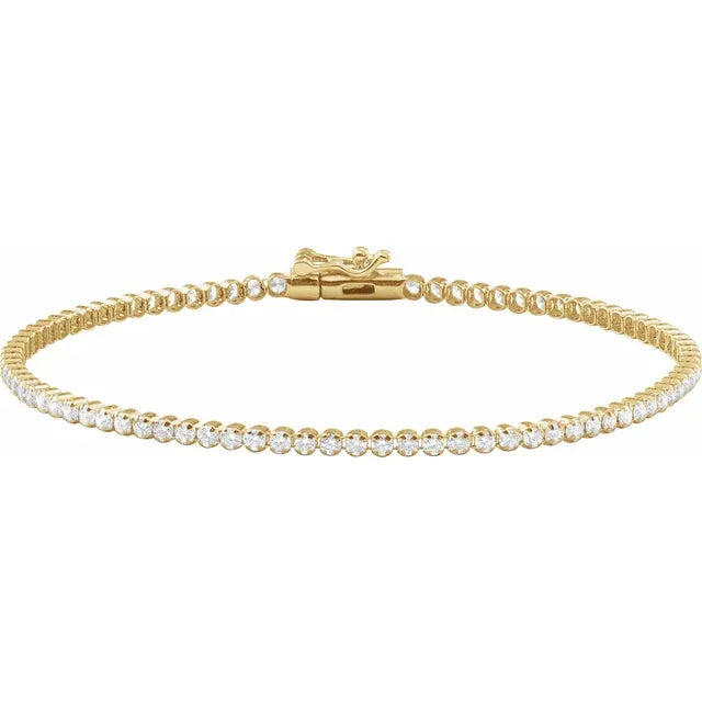 14K Yellow 1 5/8 CTW Lab Diamond Bezel Bracelet, Size 7 inches