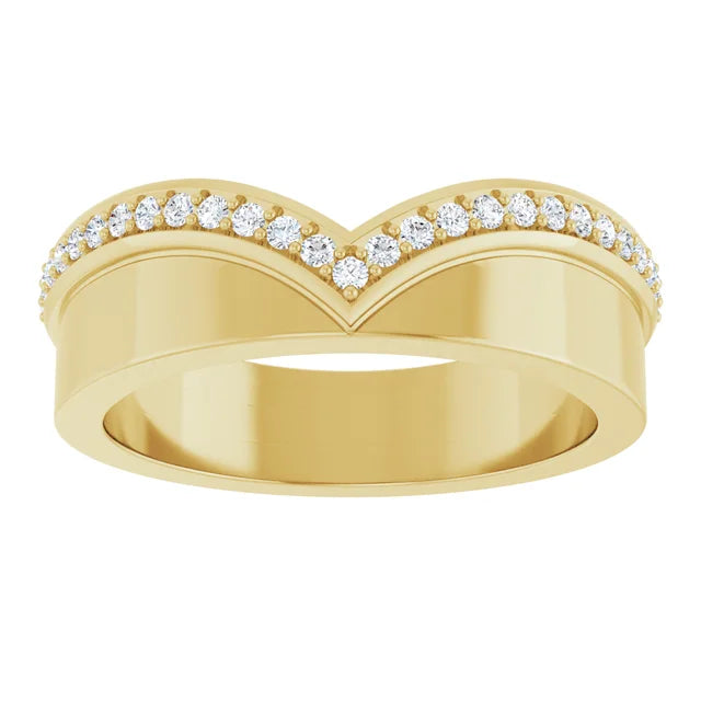 14K Yellow Gold 1/5 ct V Shape Cigar Band