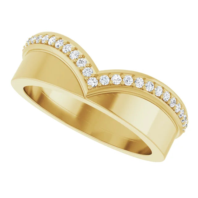 14K Yellow Gold 1/5 ct V Shape Cigar Band