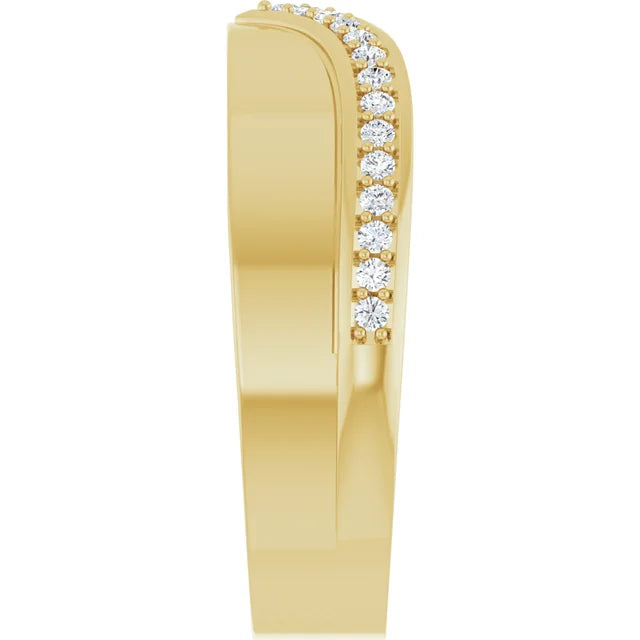14K Yellow Gold 1/5 ct V Shape Cigar Band
