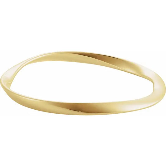 14K Yellow Gold Wavy Bangle Bracelet , size 7.5