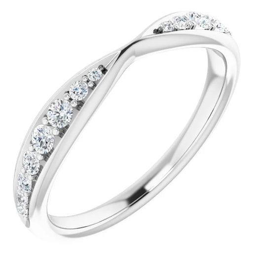 14K White Gold 1/5 CTW Natural Diamond Pinched Contour Band or Stackable