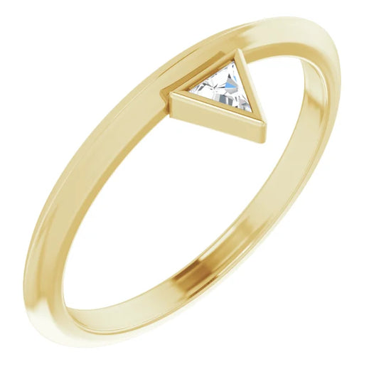 14K Yellow Gold .06 CT Natural Trillion Diamond Stackable OR Wedding Band  - Size 7