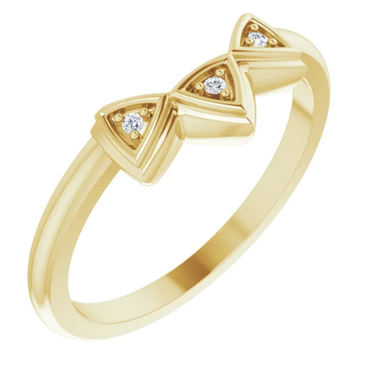 14K Yellow Gold .01 CTW Natural Diamond Three-Stone Contour Band