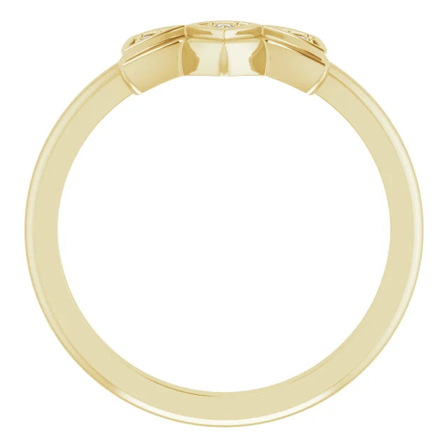 14K Yellow Gold .01 CTW Natural Diamond Three-Stone Contour Band