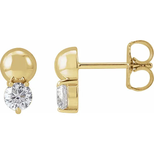 14k Yellow Gold 1/3 Carat Lab Grown Diamond Earrings with Gold Bead Accent