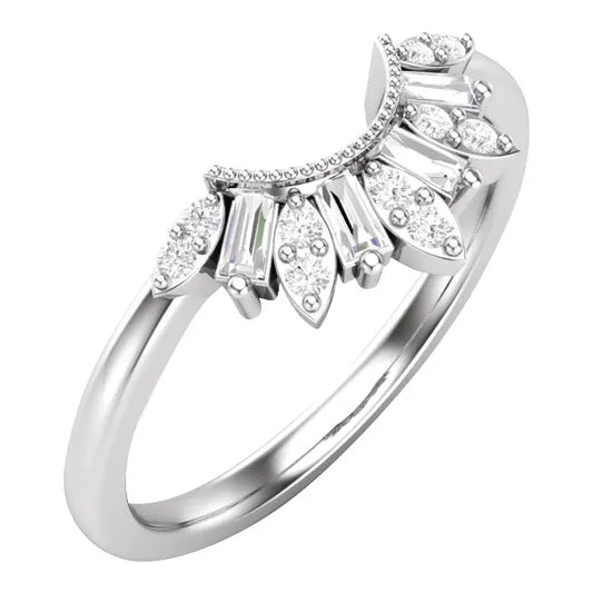 14K White Gold 1/5 CTW Natural Diamond Contour Band or Stackable
