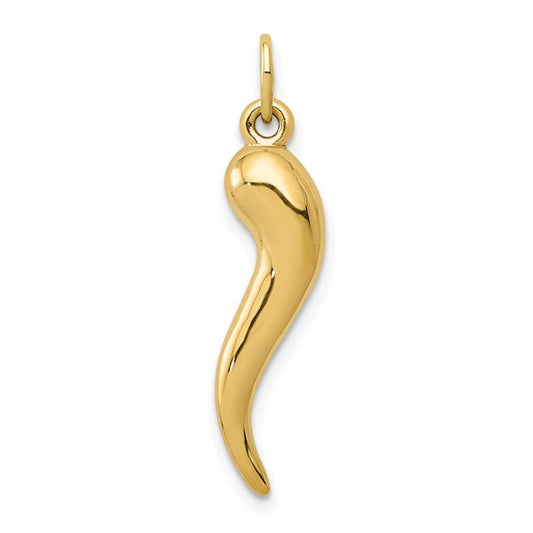 14k 3D Italian Horn Charm, size 25 x 5 mm
