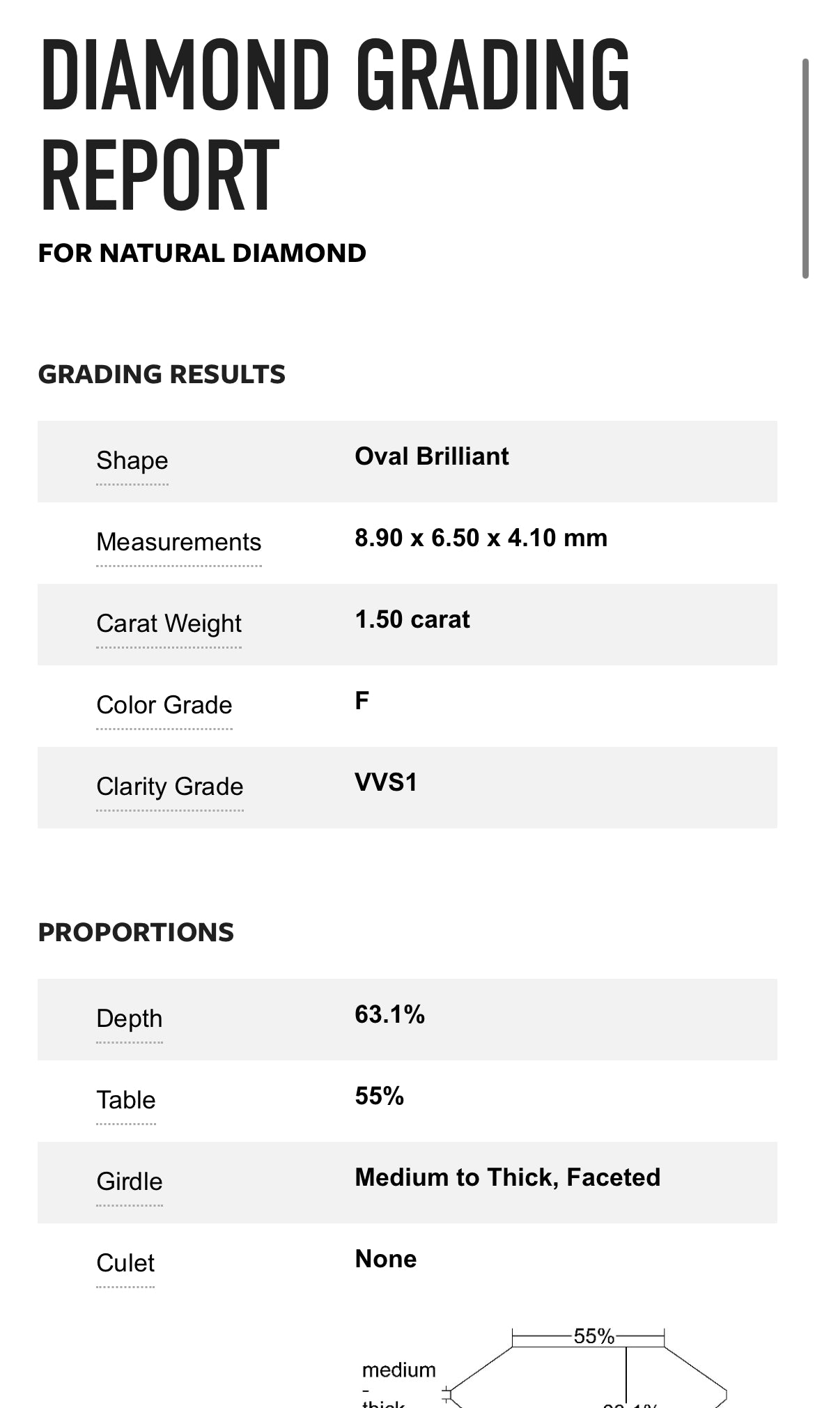 1.50 Carat Oval Cut Diamond F , VVS1 , GIA Certified 6205771972