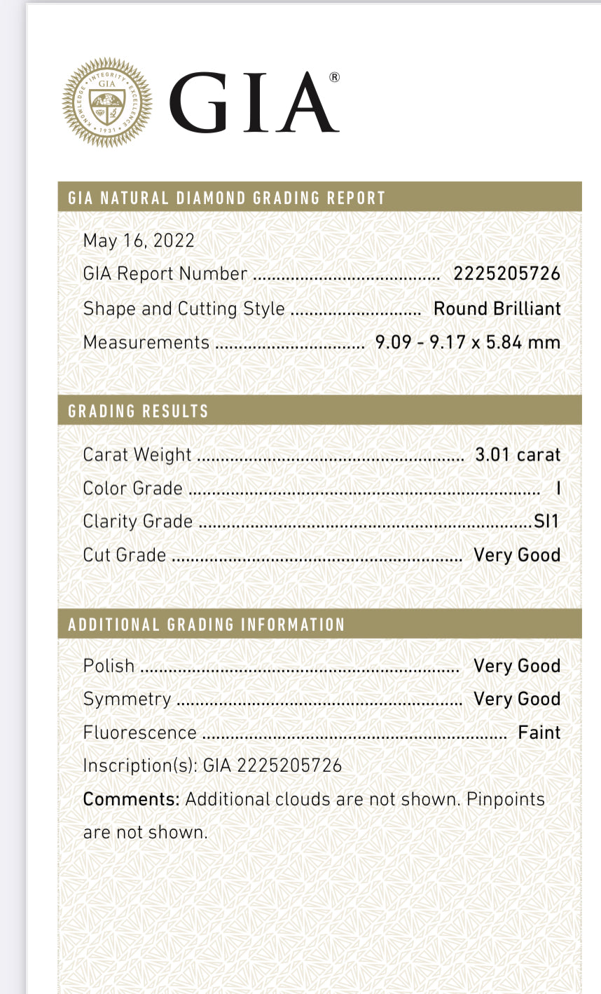 3.01 Carat Natural Round Diamond