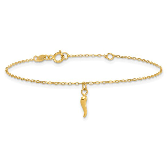 Tiny 14K Gold Italian Horn Children Bracelet, 6.5 inches