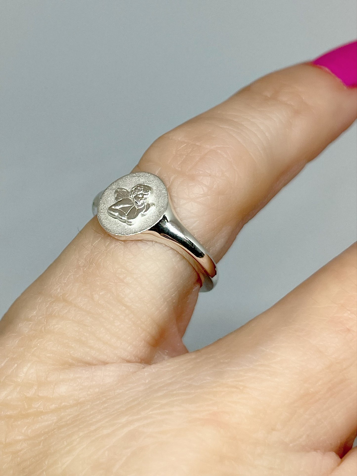 14K Yellow Cherub Angel Pinky Ring, Size 4