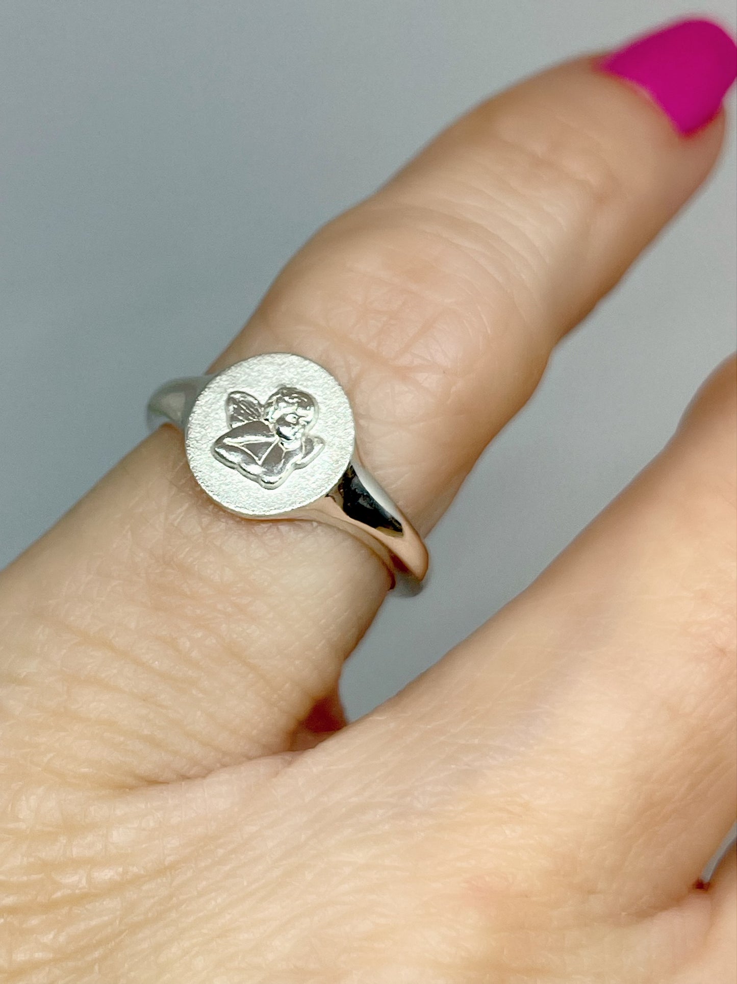 14K Yellow Cherub Angel Pinky Ring, Size 4