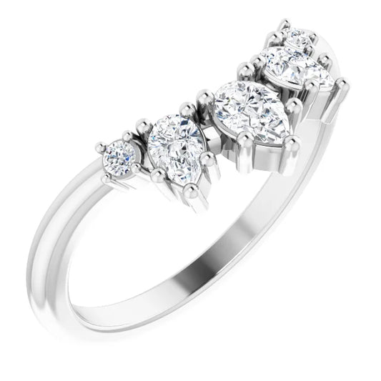 14K White Gold 3/8 CTW Natural Pear Shape Diamond Contour Band