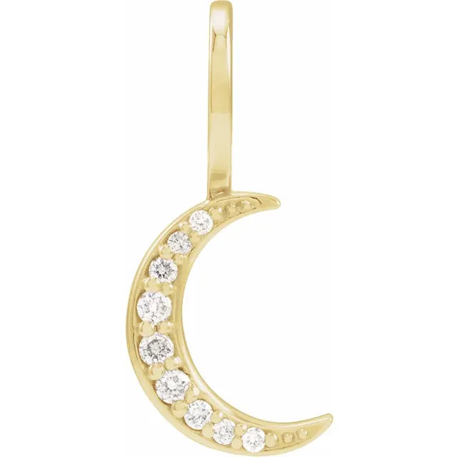 14K Yellow .07 CTW Natural Diamond Crescent Moon Pendant/Charm