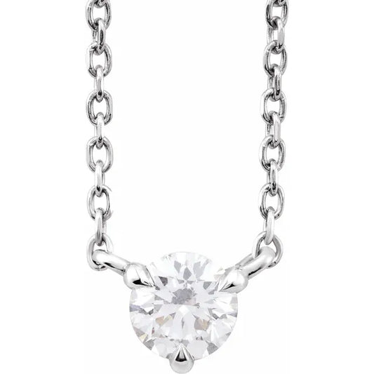 14K White Gold Floating 1/5 CTW Natural Diamond Solitaire 16-18" Necklace