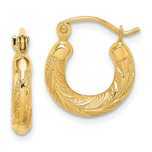 10k Yellow Gold Fancy Small Hoop Earrings