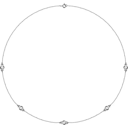 14K White 1/4 CTW Natural Diamond 5-Station, Comes with 14k Gold 18" Necklace