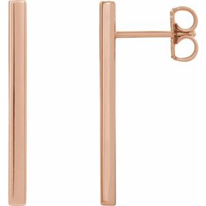 14k Rose Bar Gold Earrings , Drop down bar earring , minimalist Jewelry , geometric style gold earring , Irelia Fine Jewelry , Irelia 