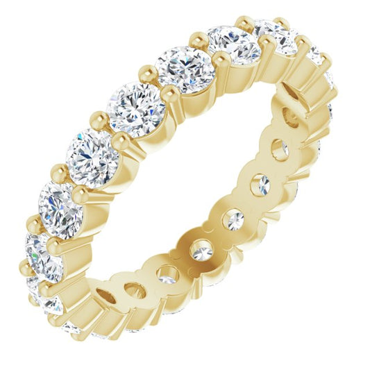 14K Gold 3 mm Round 1 3/4 carat Natural Diamond Eternity Band, Ring Size 7