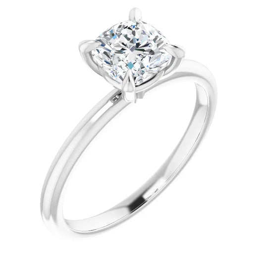 1.01 Carat Cushion Cut, Color D, VVS1, GIA 2367066246 Solitaire Engagement Ring in 14k White Gold