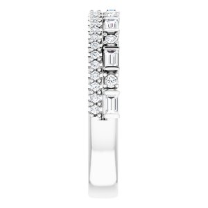 14K White 1/2 CTW Diamond Double Stacked Band